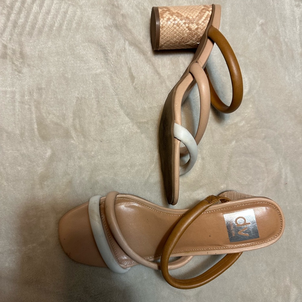 DV by Dolce Vita Tan and White Heeled Sandals